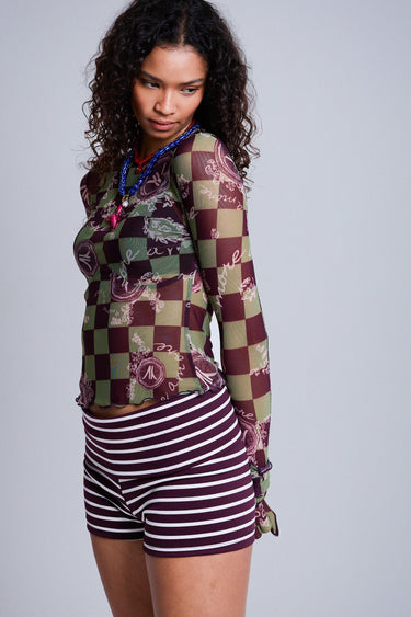 Amore Printed Mesh Tee with Matching Gloves