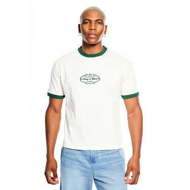 Cream & Green Ringer Tee