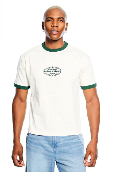 Cream & Green Ringer Tee