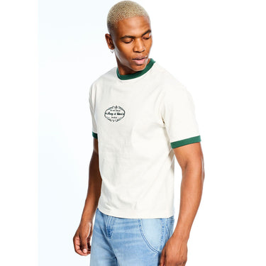 Cream & Green Ringer Tee