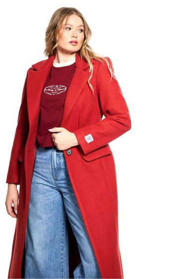 Exposed Dart Structured Coat - Chilli