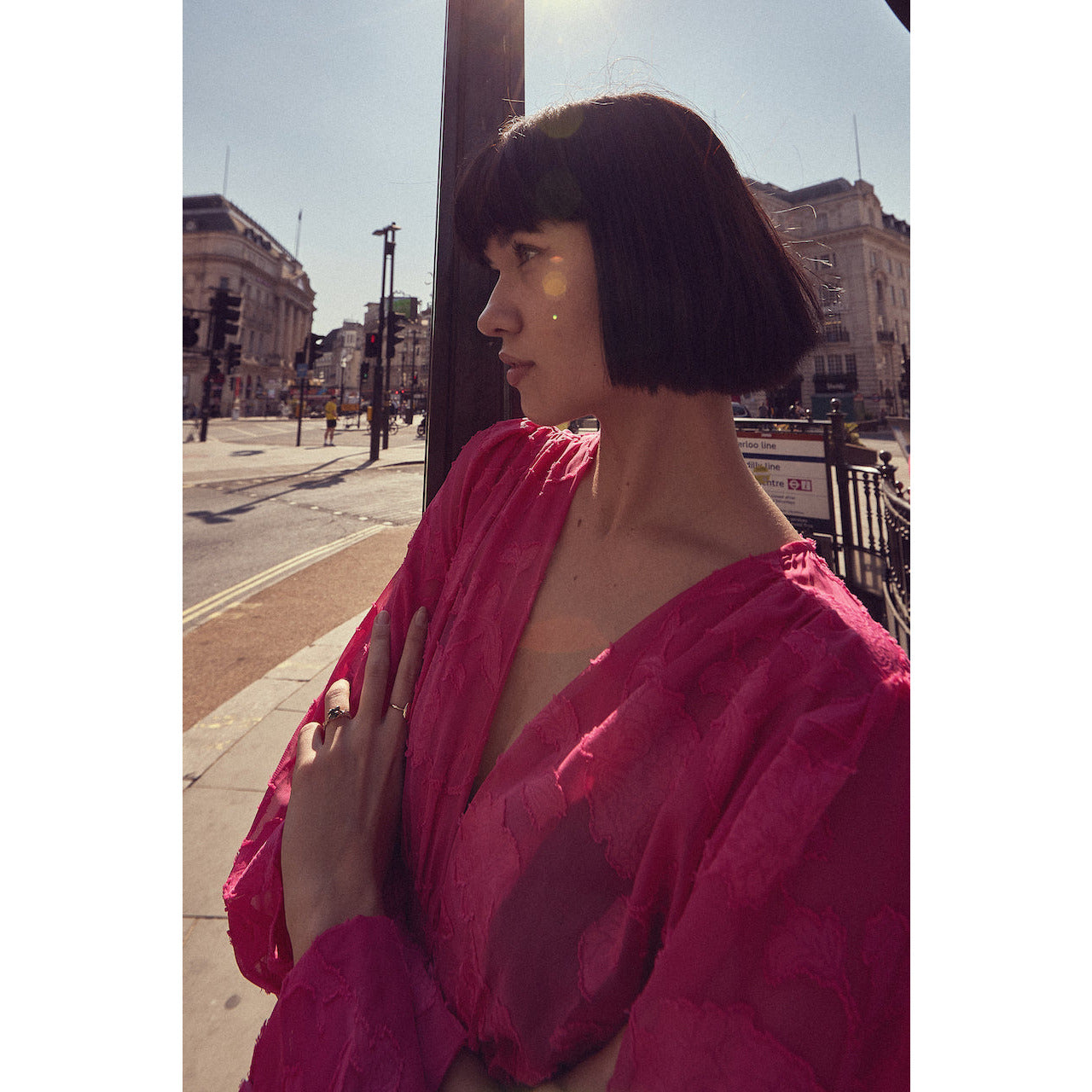 Yoryu Button Front Dress in Fuchsia