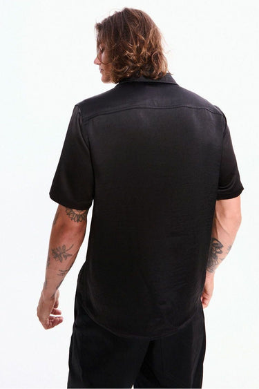 Black Satin Men's Shirt