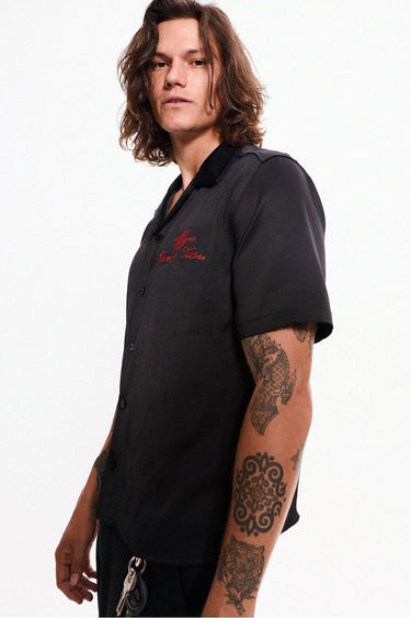 Black Satin Men's Shirt
