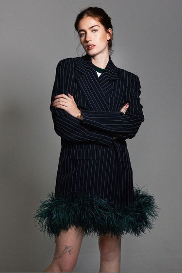 Navy Pinstripe Blazer