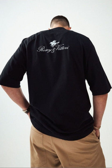 Graphic Piping Tee in Black