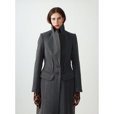 Exposed Dart Structured Coat - Grey Melange