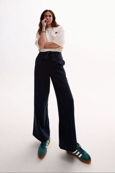Navy Pinstripe Pants