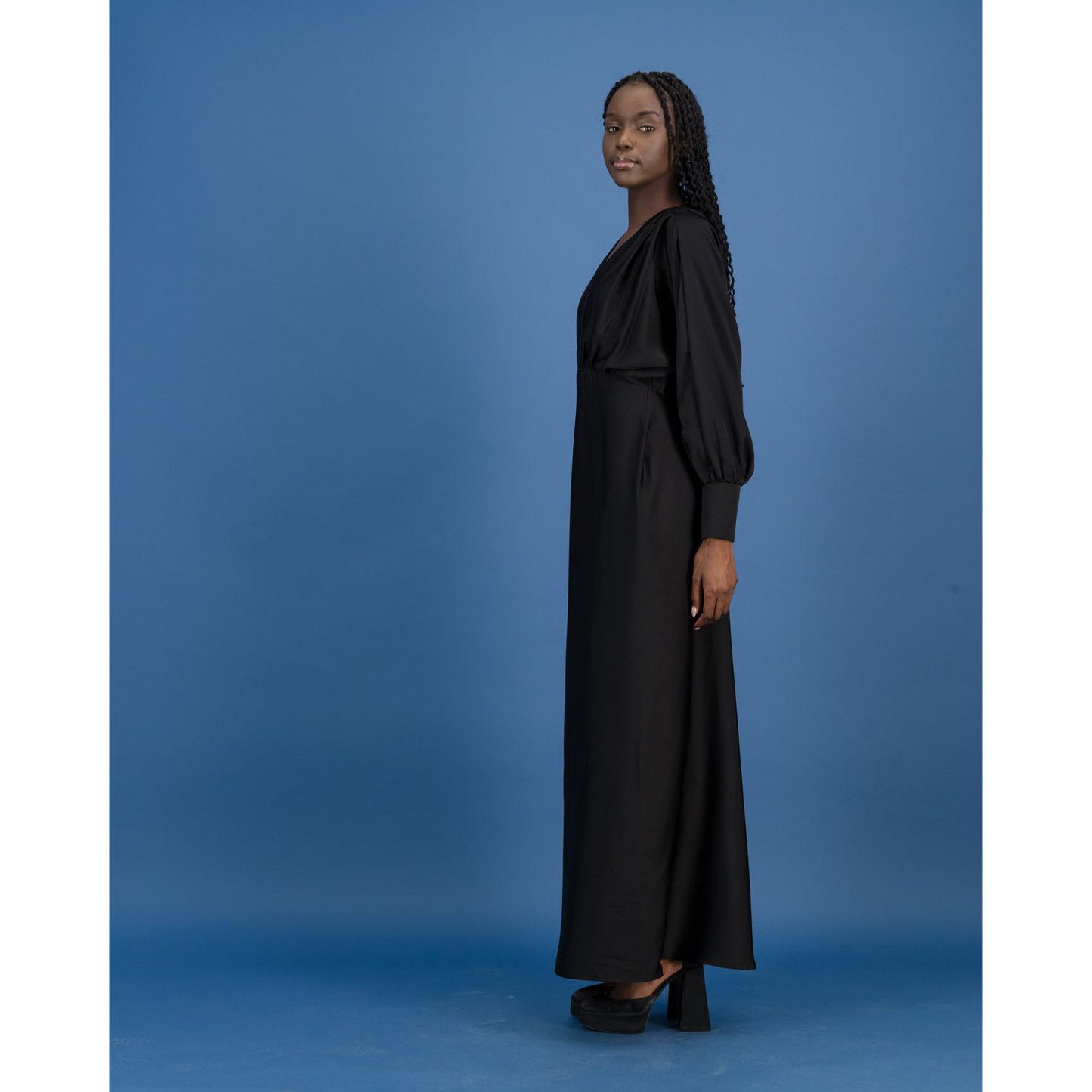 Black Satin Formal Dress