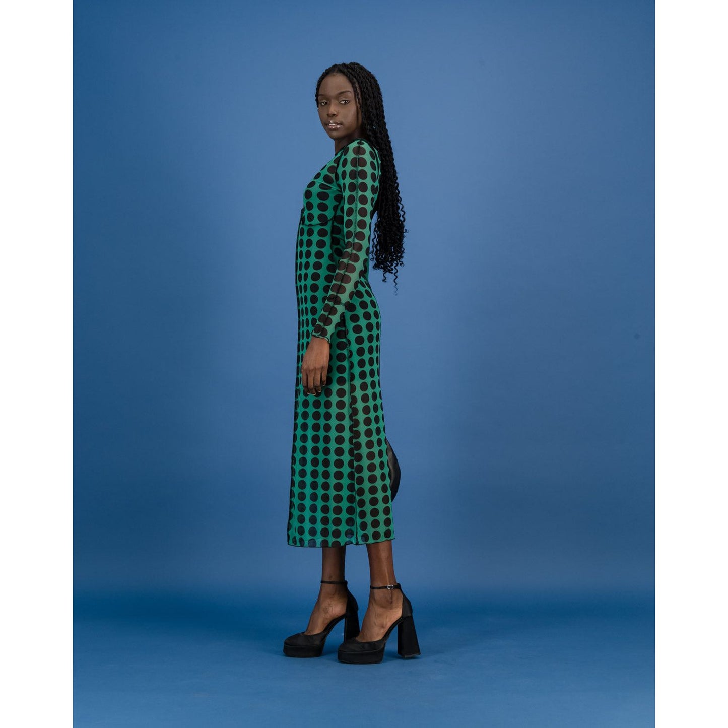 Underbust Cutline Dress & Cami - Green Polka Dot