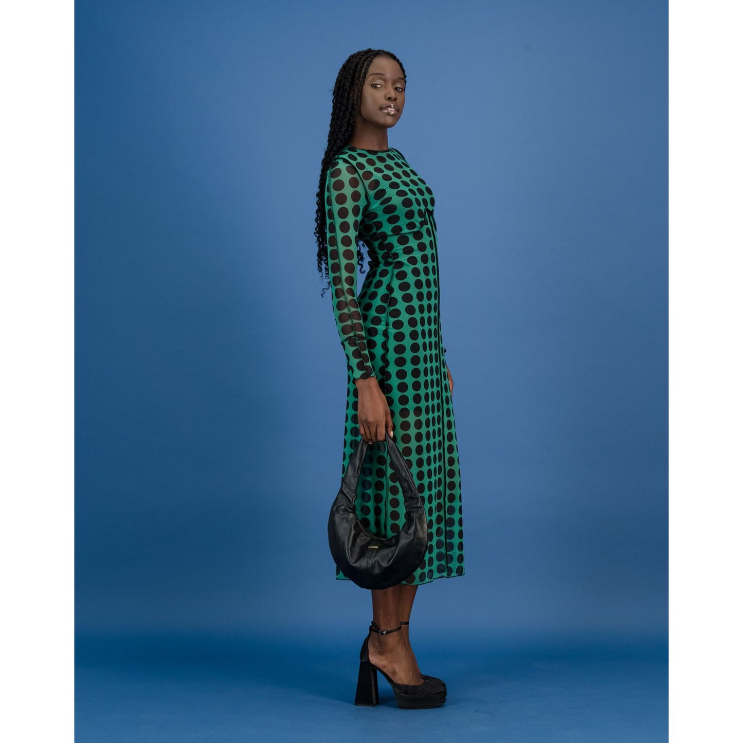 Underbust Cutline Dress & Cami - Green Polka Dot