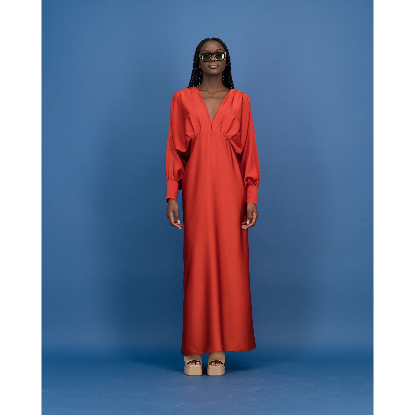 Satin Formal Dress in Chilli