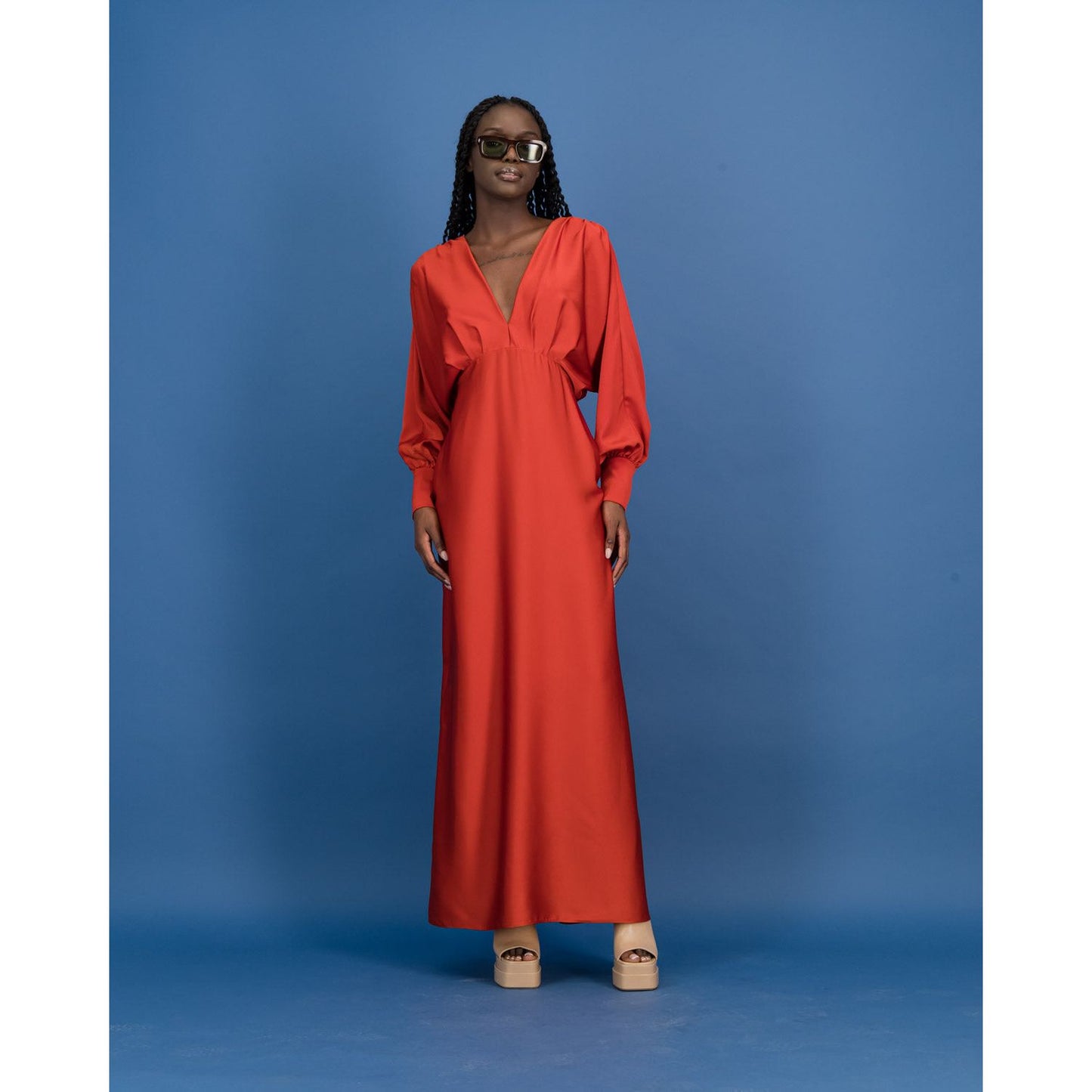 Satin Formal Dress in Chilli