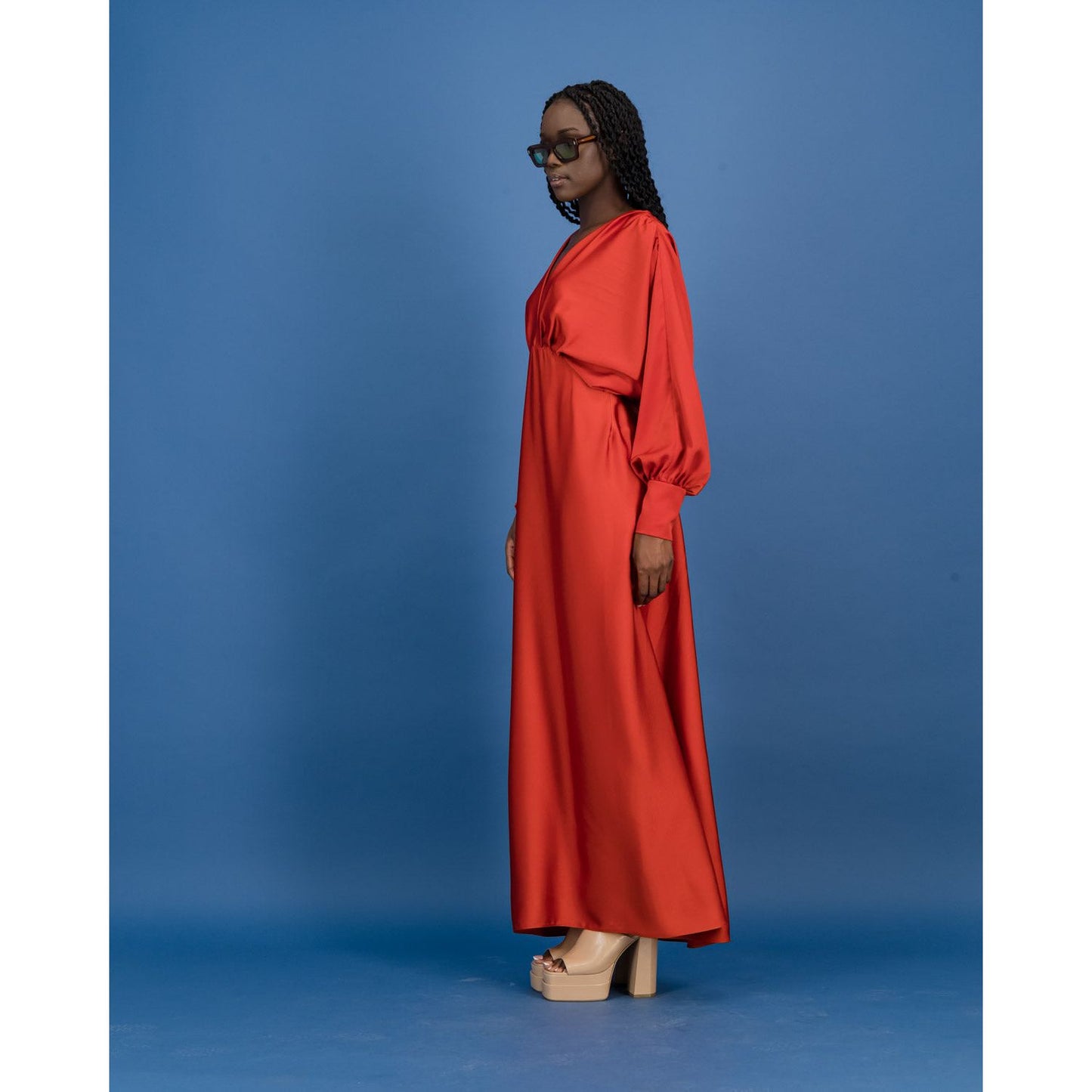 Satin Formal Dress in Chilli