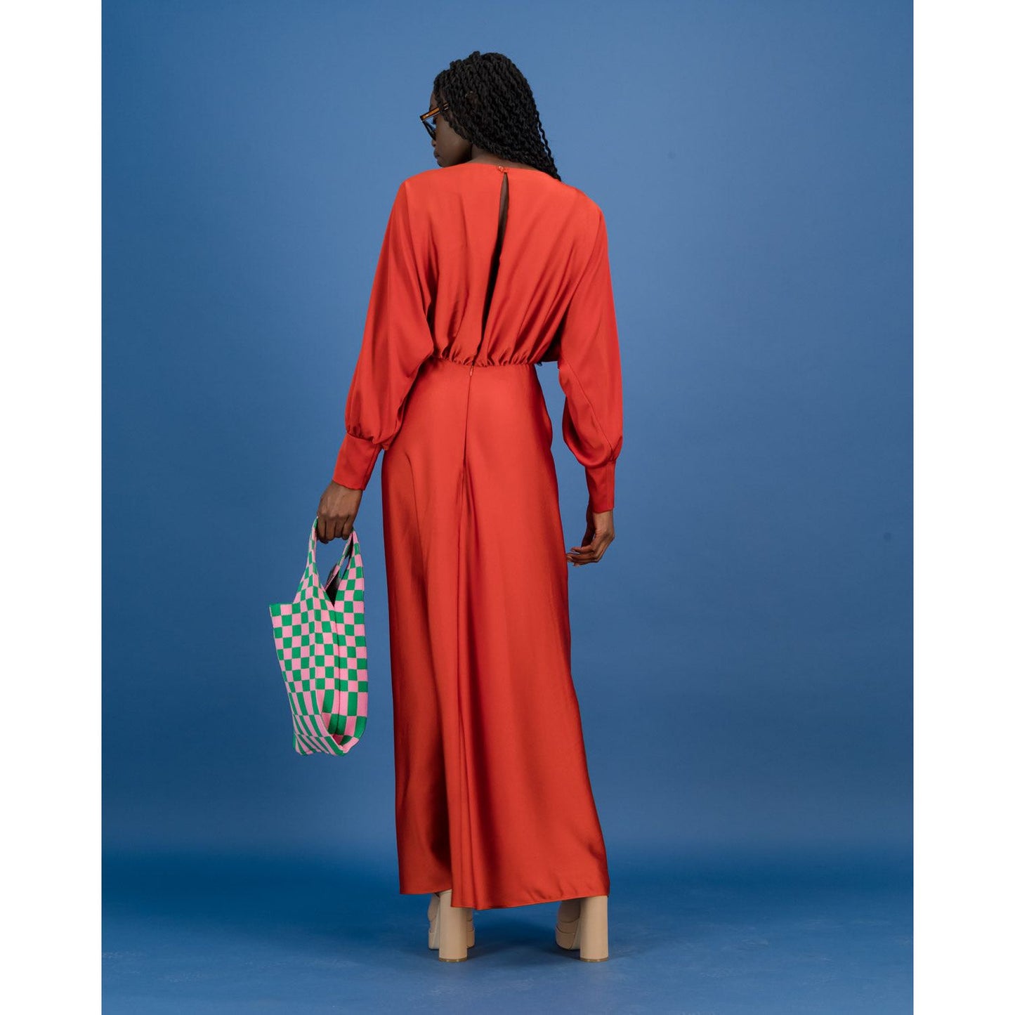 Satin Formal Dress in Chilli
