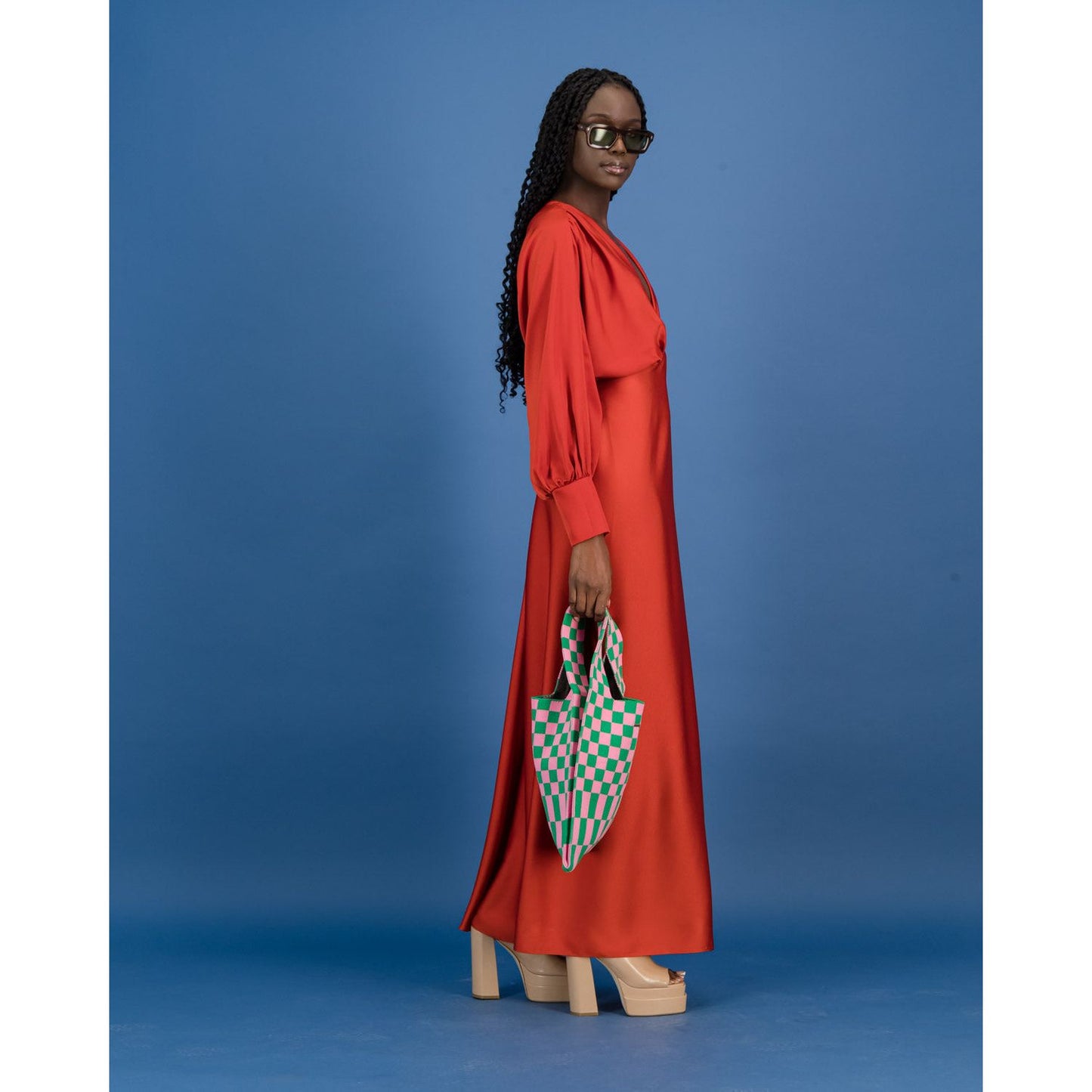 Satin Formal Dress in Chilli