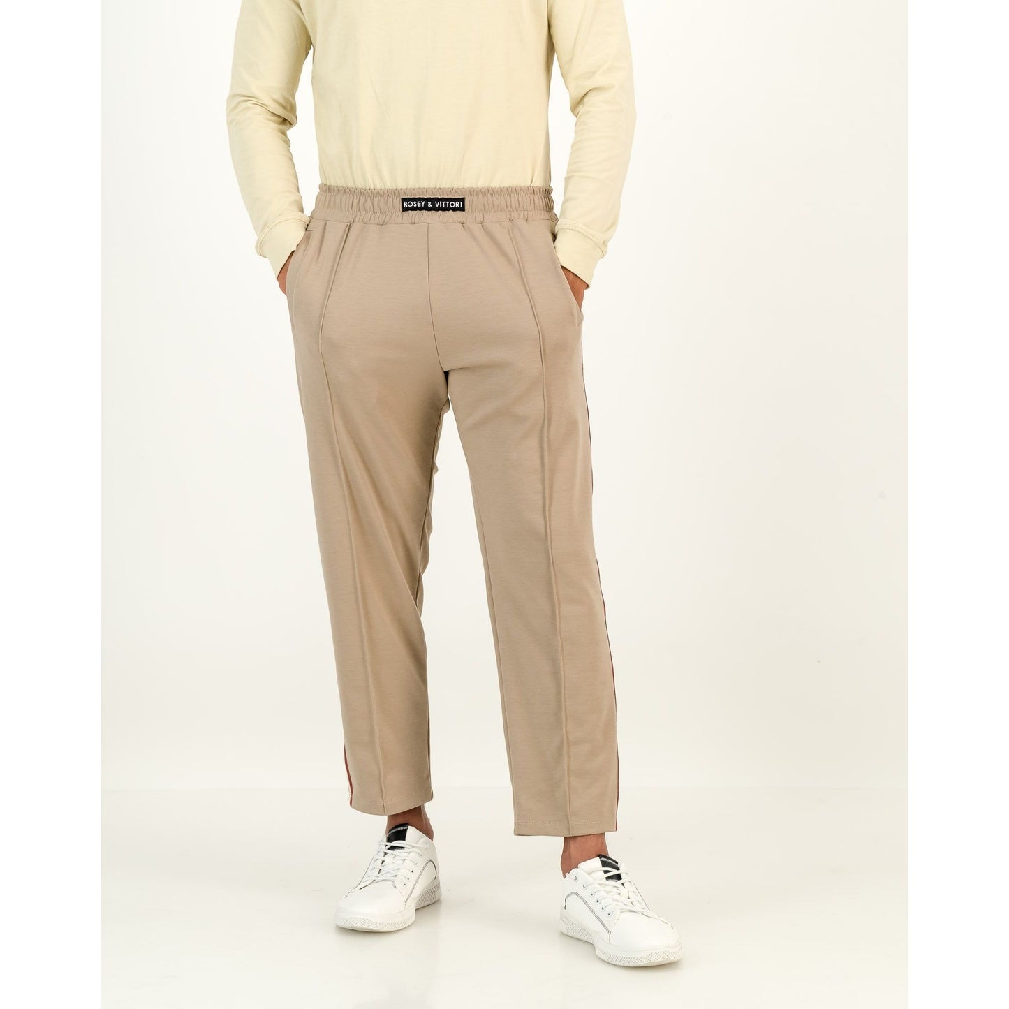 Elasticated Pull On Pants in Stone