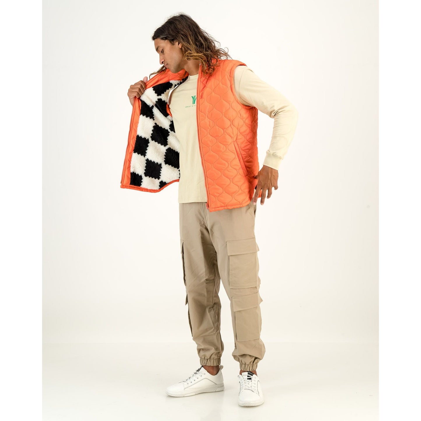 Sleeveless Puffer Jacket in Orange