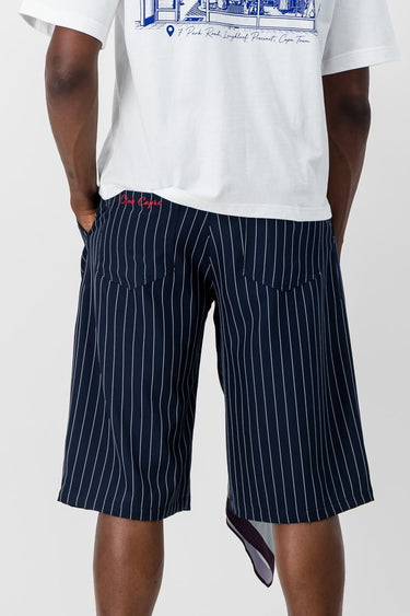 Navy Pinstripe Bermuda Shorts