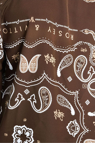 Brown Bandana Print Mens Shirt
