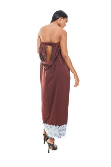 Custom Satin Boobtube Dress with Lace Detail