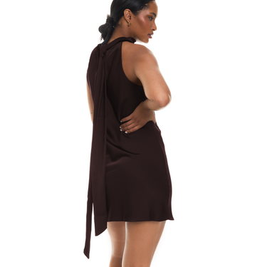 Chocolate Mini Halter Neck Dress