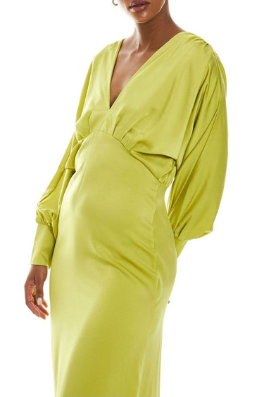 Custom Long Sleeve Satin Formal Dress