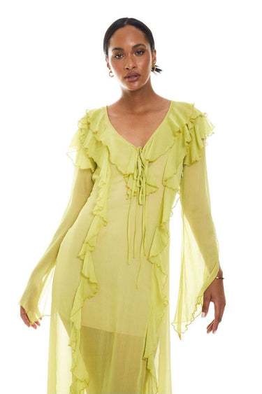 Custom Maxi Ruffle Sheer Dress