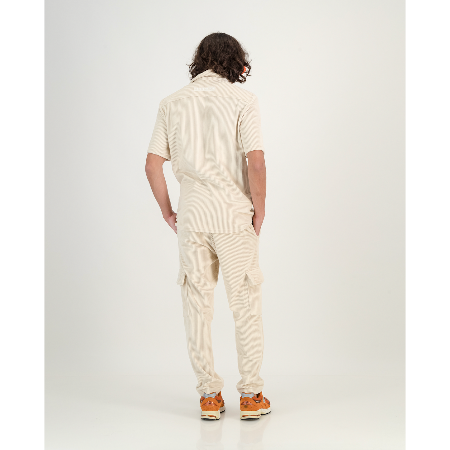 Stretch Corduroy Cap Sleeve Shirt in Pearl