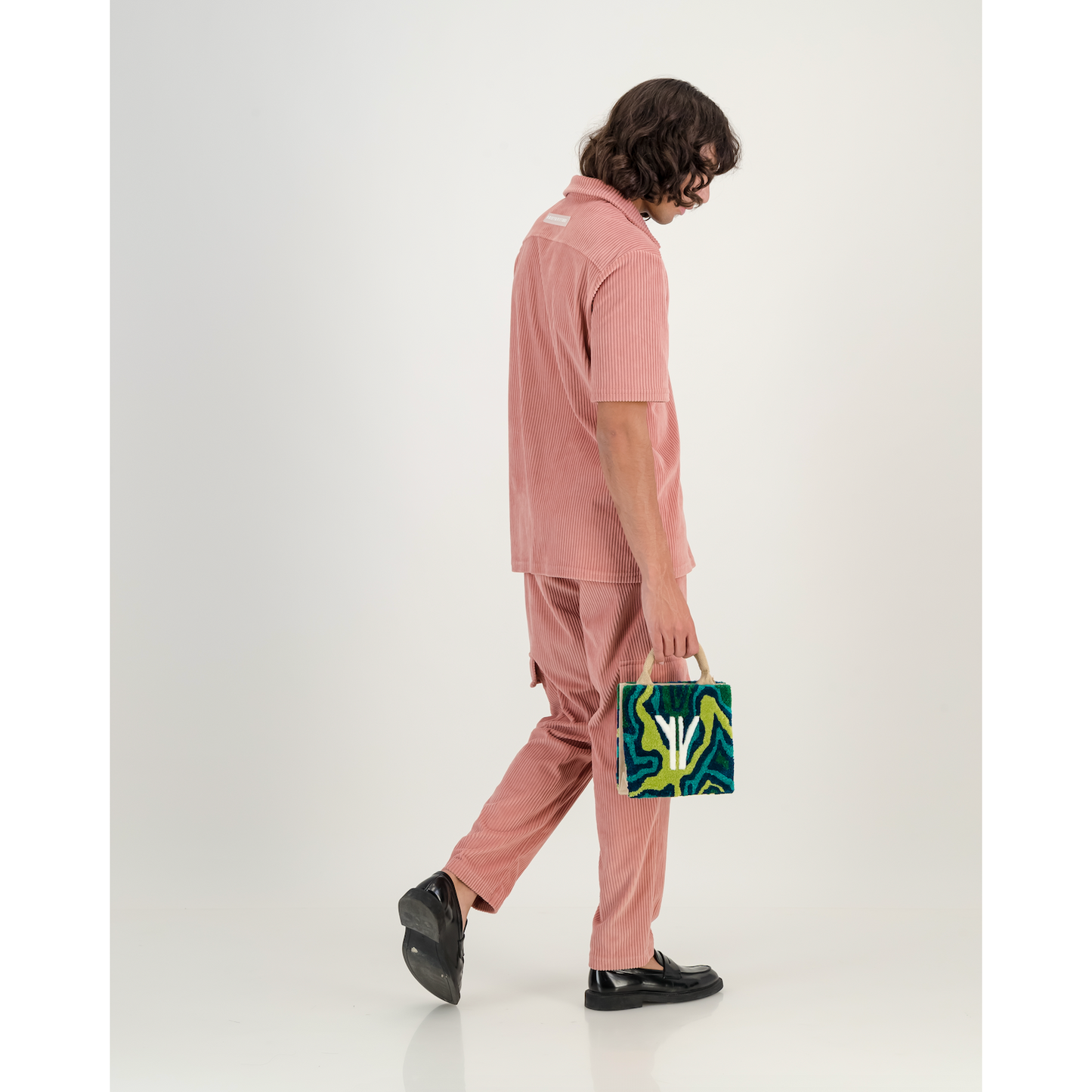 Stretch Corduroy Cap Sleeve Shirt in Blush Pink