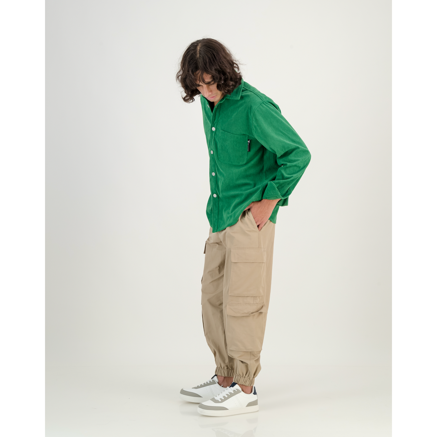 Corduroy Shacket in Emerald Green
