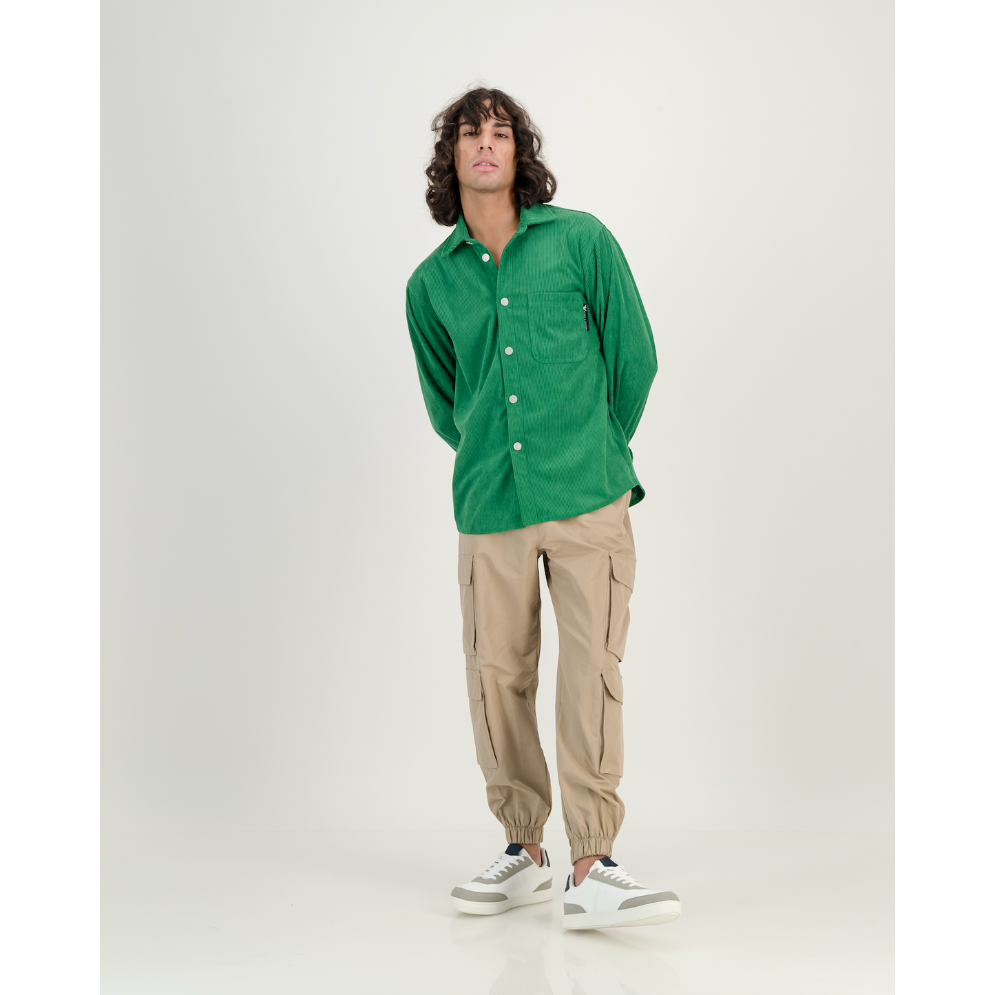 Corduroy Shacket in Emerald Green
