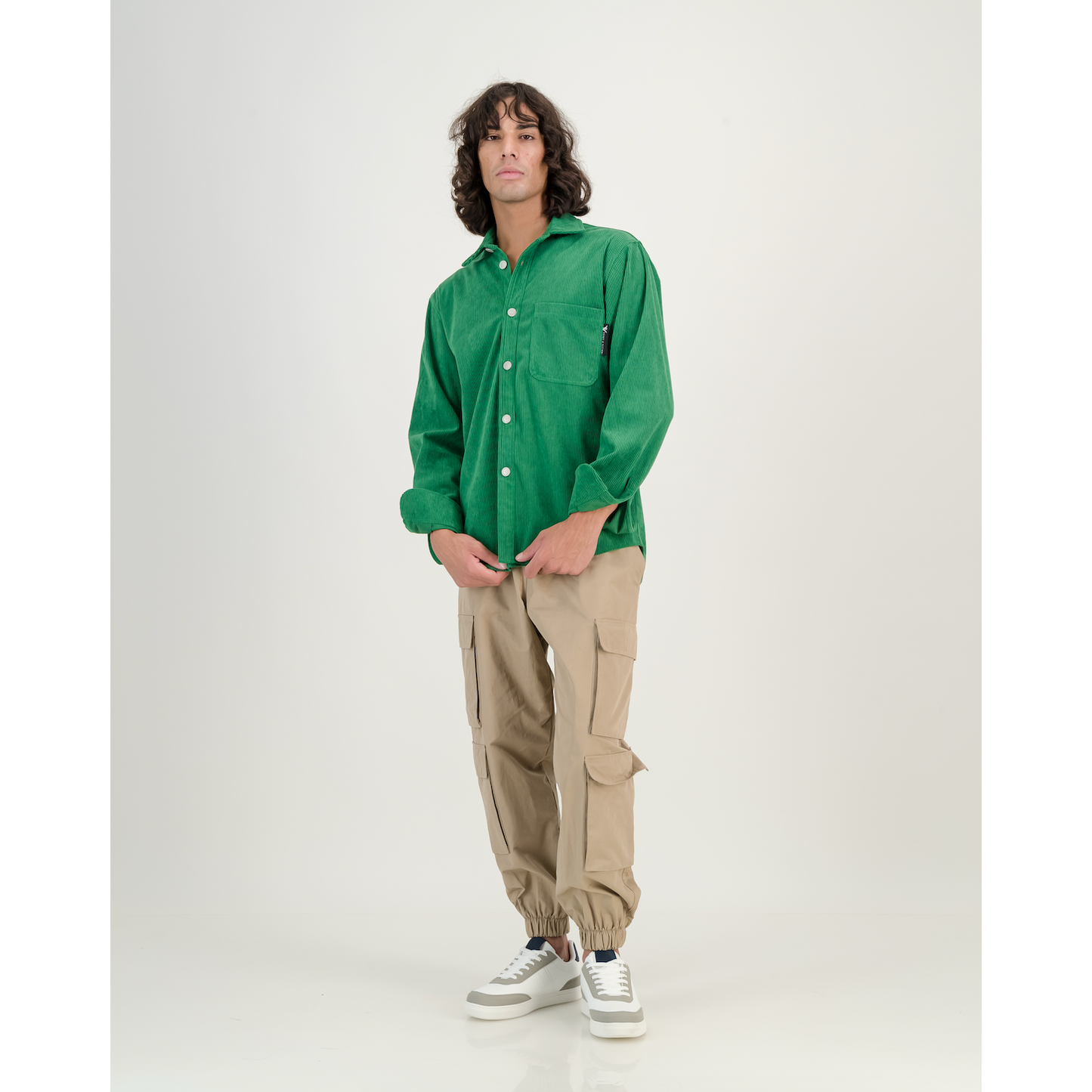Corduroy Shacket in Emerald Green