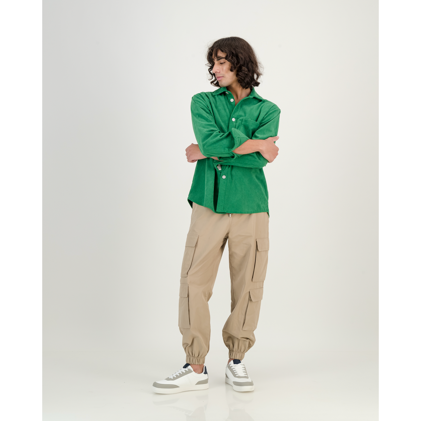 Corduroy Shacket in Emerald Green