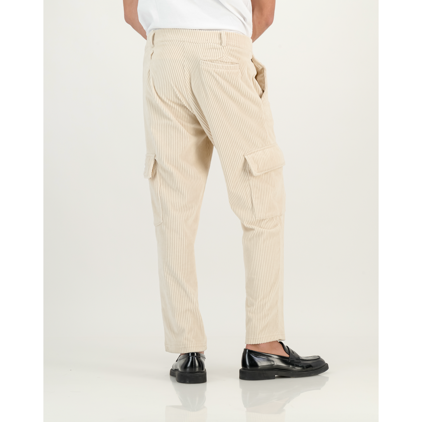 Stretch Corduroy Cargo Pants in Pearl