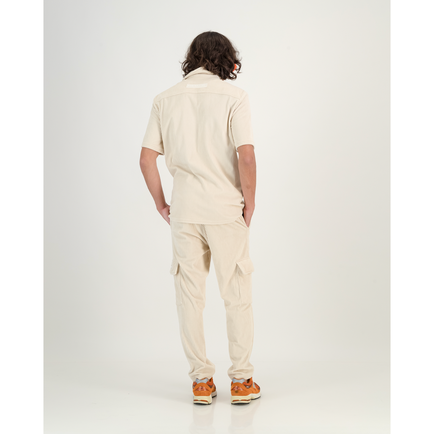 Stretch Corduroy Cargo Pants in Pearl