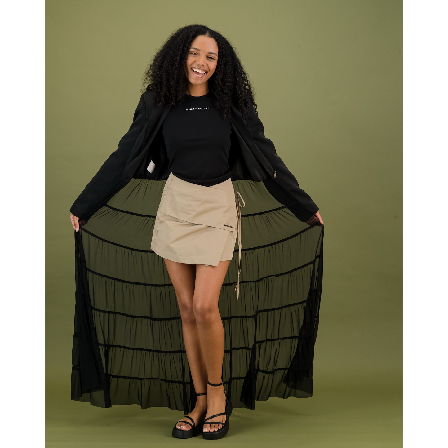 Mini Wrap Skirt in Khaki