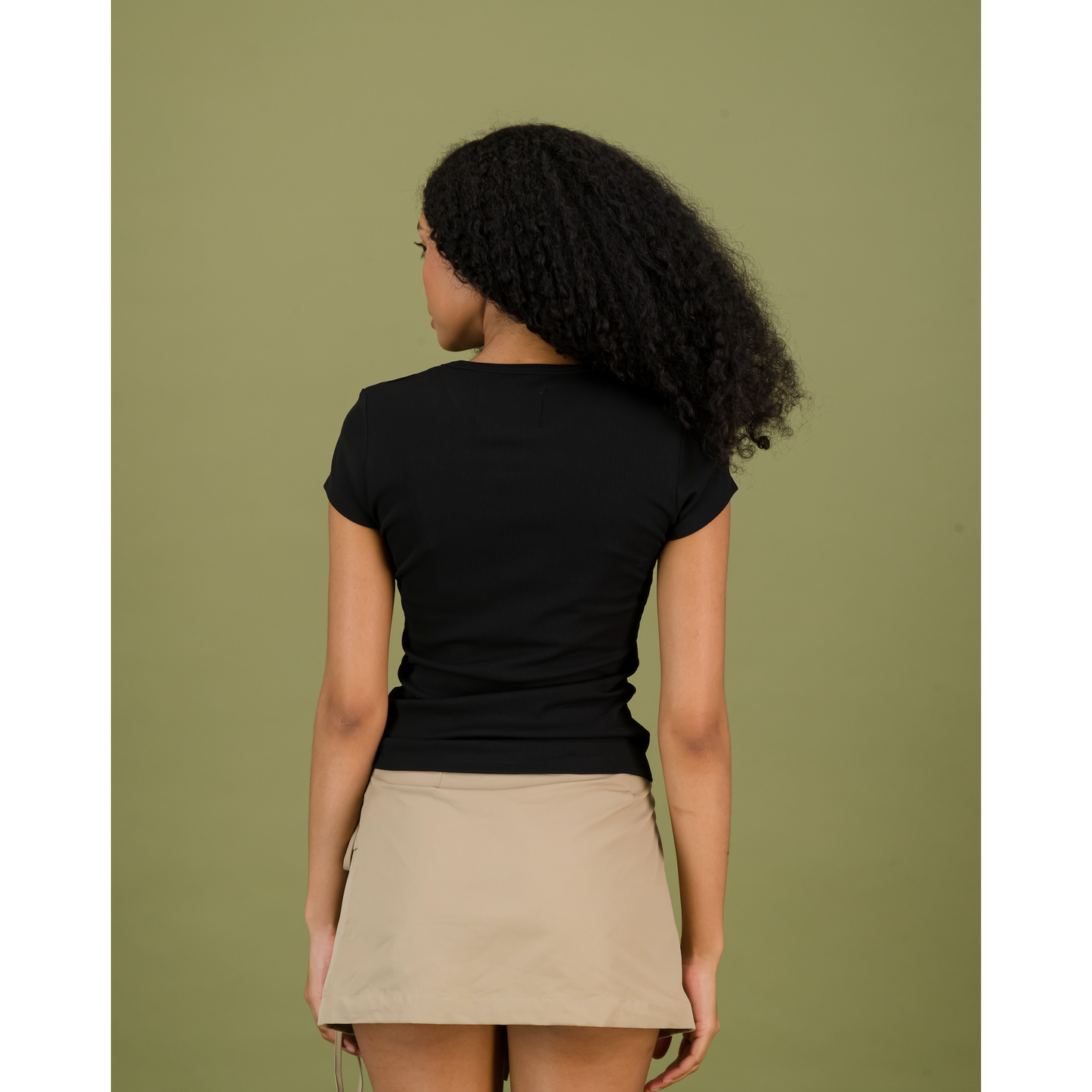 RV Ribbed T-Shirt in Black