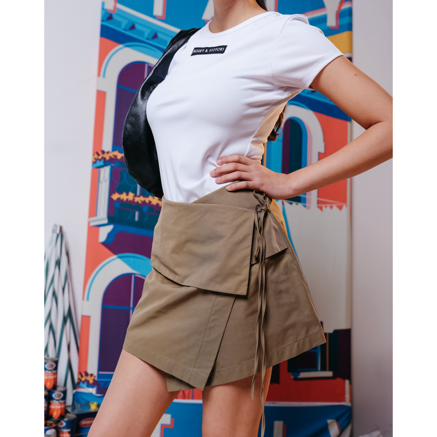 Mini Wrap Skirt in Khaki