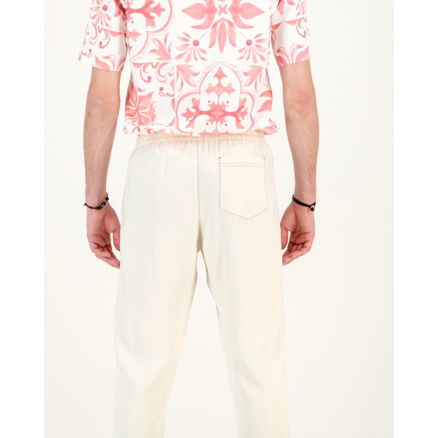 Pull On Pants with Pintuck Detail - Cream