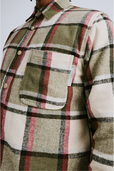 Flannel Shacket in Green & Red Check