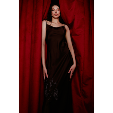 Satin Diamante Palm Dress