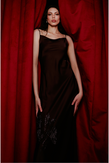 Satin Diamante Palm Dress