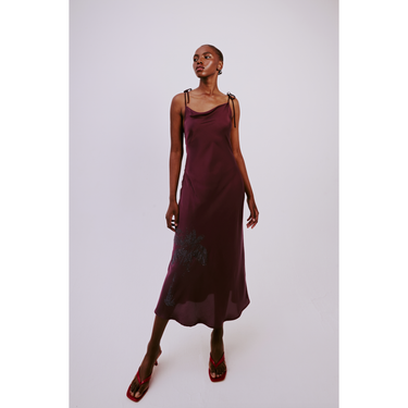 Satin Diamante Palm Dress