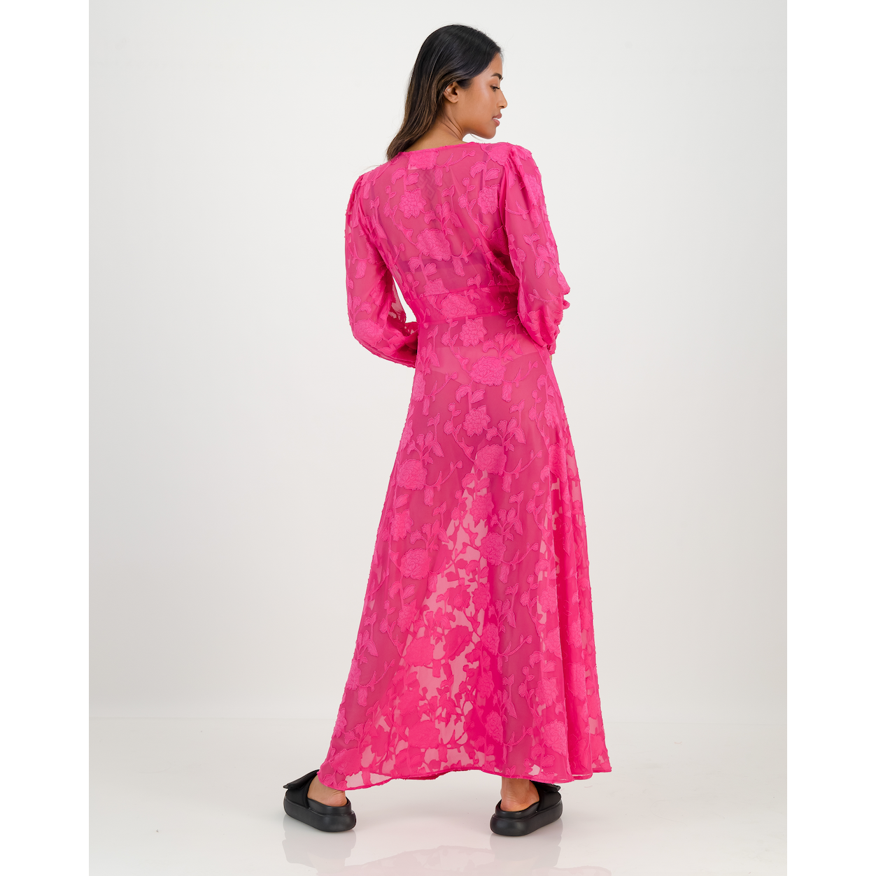 Yoryu Button Front Dress in Fuchsia