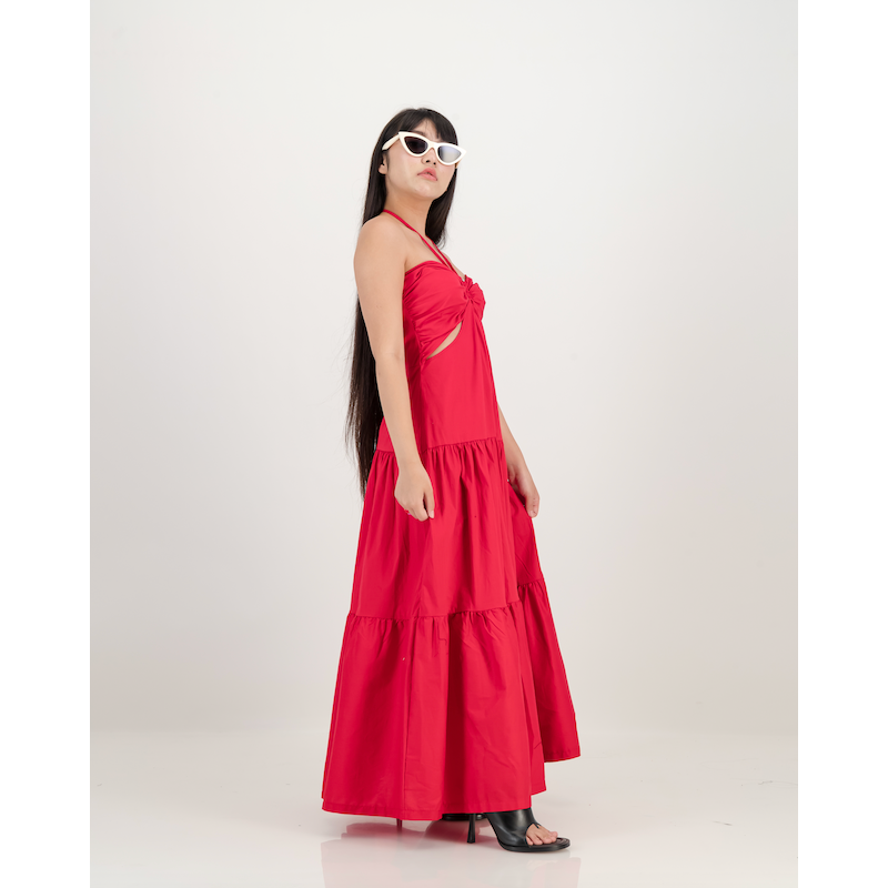 U-Bar Cut Out Dress in Red
