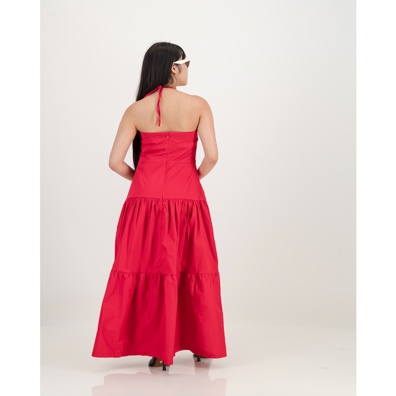 U-Bar Cut Out Dress in Red
