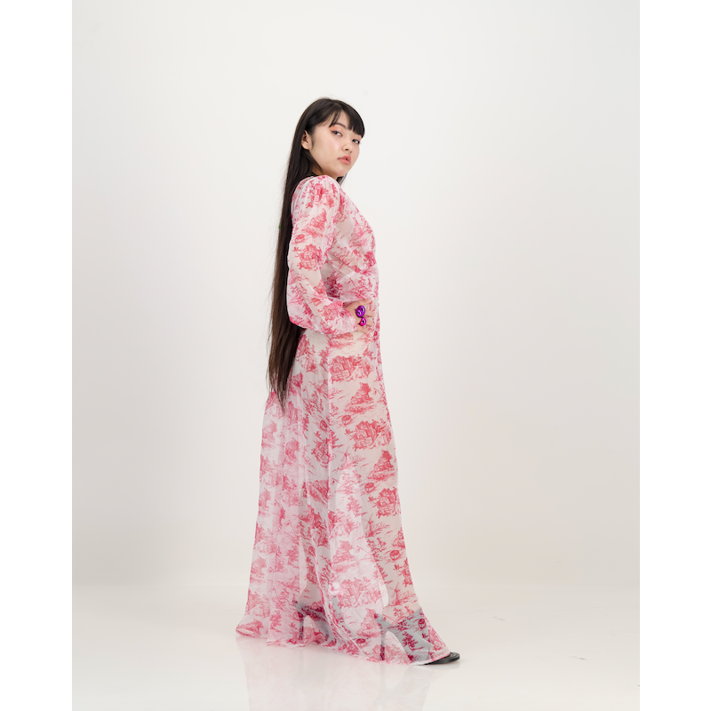 Yoryu Button Front Dress in Pink Toile de Jure
