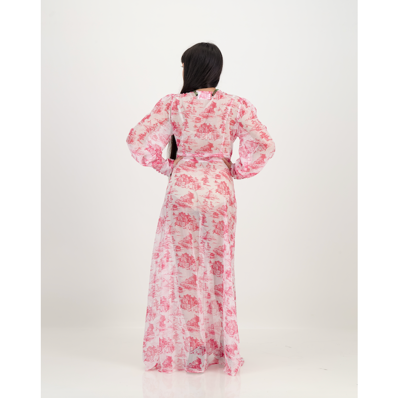 Yoryu Button Front Dress in Pink Toile de Jure
