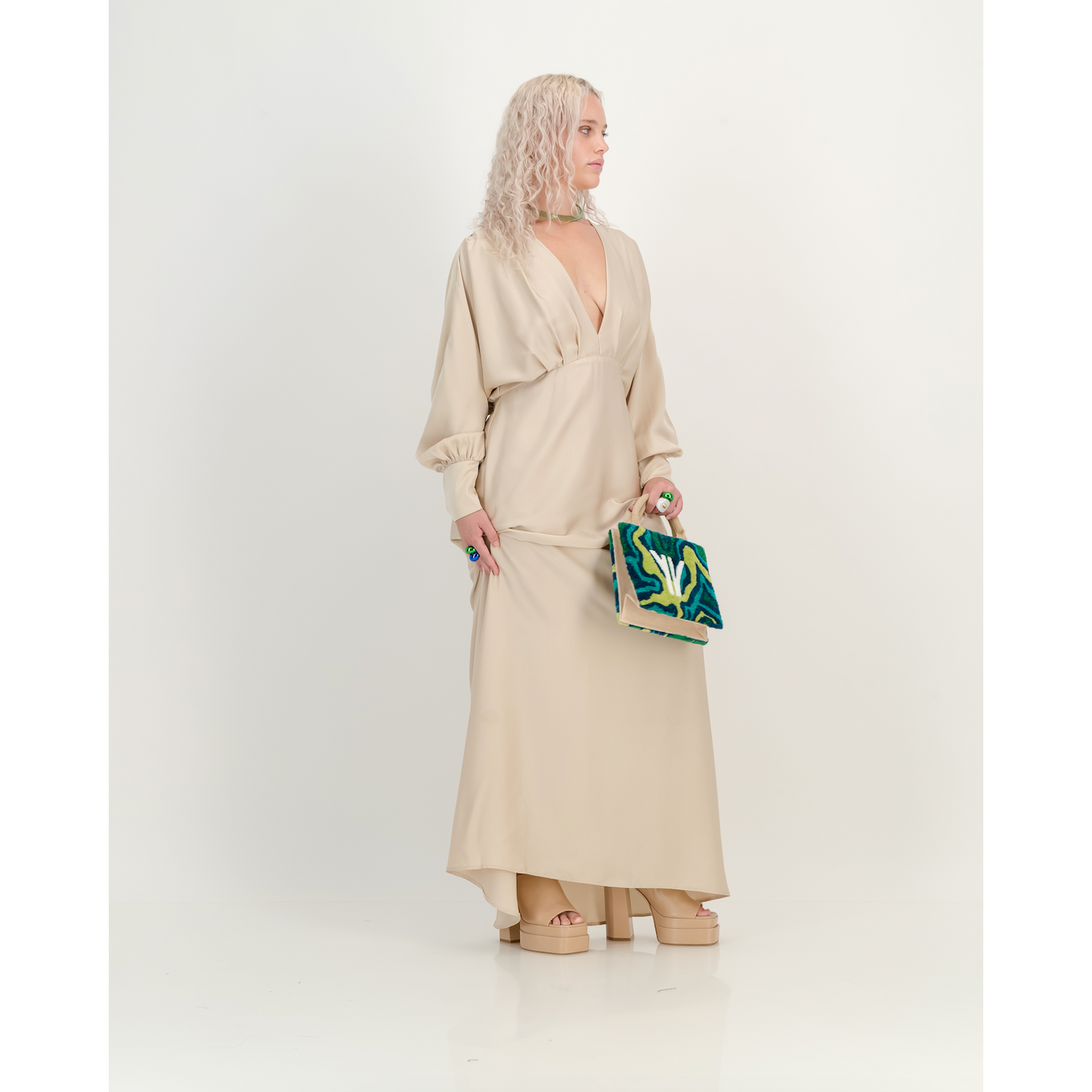 Formal Satin Dress in Hummus